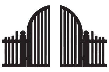 Davetiyeler için Demir Kapı Siluet Vektör İllüstrasyonuName