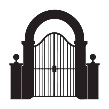 Peyzaj Tasarımları için Zarif Giriş Kapısı Silueti Vektör İllüstrasyonu