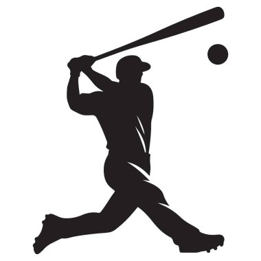 Beyzbol Vurucusu Siluet Vuruşu İllüstrasyon Vektör Spor Grafik Tasarımı