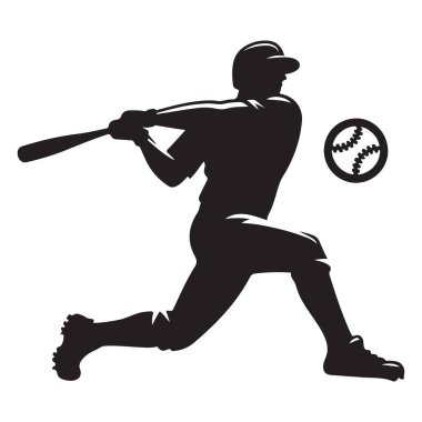 Beyzbol Silueti Eylem Resimlendirme Vektörü Grafiğine Hazır