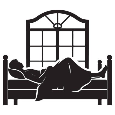 Uyuyan Siluet Çizimi Konforlu Dinlenme Zamanı Grafiksel