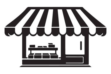 Market Oyalama Dükkanı Siluet Vektörü İş İçin Tenteli