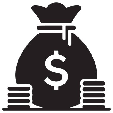 Dolarlık İşaretli Siluet Para Çantası ve Para İmaj Vektörü