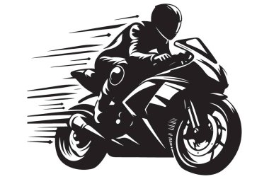 Heyecan ve Enerji Veren Görseller için Agresif Motosiklet Silüeti Vektörü