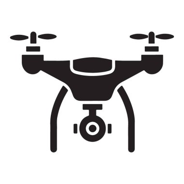 Kameralı Modern Drone Bir Siluet Vektörü Grafik Çizimi
