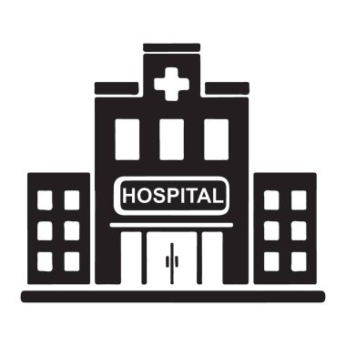 Tıbbi hizmetler kavramı için tabela illüstrasyonlu hastane.