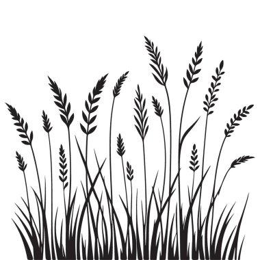 Yaratıcı Projeler için Güzel Çimen Bitkisi Silüet Vektör Sanatı