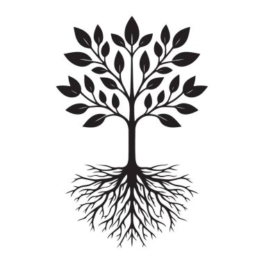 Köklü Ağaç Grafik Tasarımı Doğayı Koruma ve Çevre için Siluet