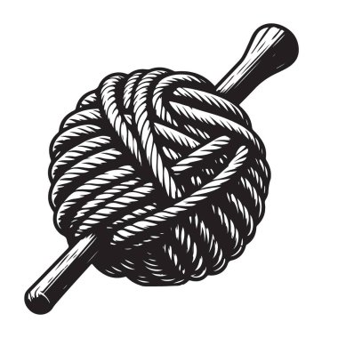 Çubuk Siluet Vektör Düğümlü İp Topu