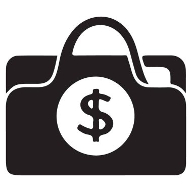Dolar İşaretli Para Çantası Siluet Vektör Finans İllüstrasyonu