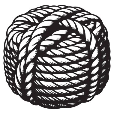 Denizcilik ve El Sanatları Projeleri için Ayrıntılı İp Topları İllüstrasyon Vektör Grafiği