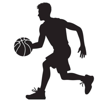 Basketbol oyuncusu, Spor ve Eğlence Temaları İçin Siluet Resimlerini Sürüklüyor