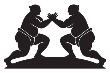 Sumo Güreşçileri Siluet Vektör Çizim Tasarımı Gürültüsüne Hazır