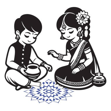 Hint Düğün Seremonisi Gelin ve Damat Çizimi