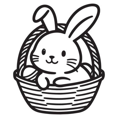 Paskalya Tasarımları İçin Sepet Vektör Grafiğinde Sevimli Tavşan