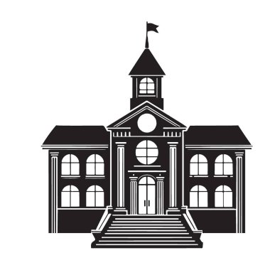 Klasik Okul Binası Vektör İllüstrasyon Eğitimi Mimarisinin Silueti