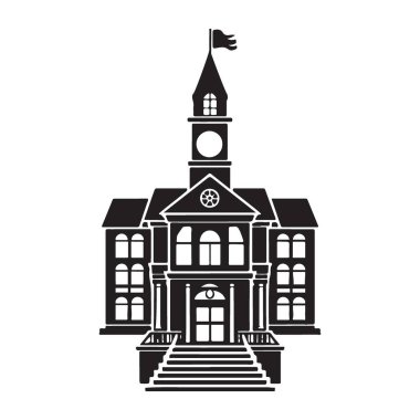 Adliyenin Siluet Vektörü Klasik Bina Mimarisi Çizimi