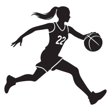 Kadın Basketbolcu Sızdıran Siluet Spor Canlandırıcıları Vektörü