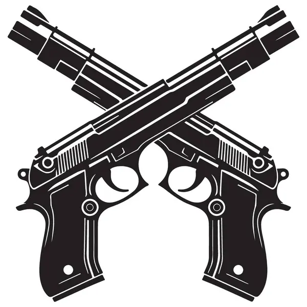 İllüstrasyon İki Çapraz Tabancalar 9mm Tabancalar Güvenlik Koruma ve Emniyet Teşkilatı
