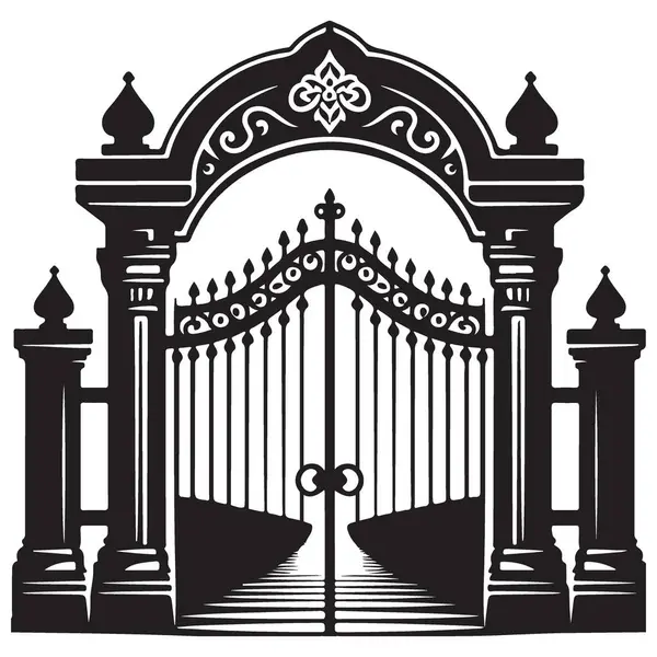 Klasik Mimari Kapı Yapısı Tasarımının Siluet Vektör ResmiName