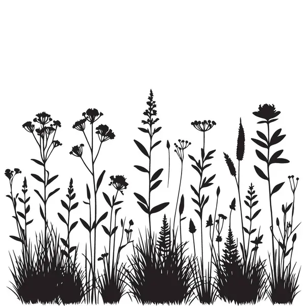 Sanatsal ve Dekoratif Amaçlar İçin Eşsiz Yaban Çiçeği Silüeti Grafiği