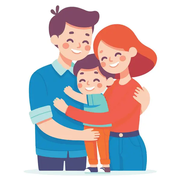 Bir çocuk ve ailesiyle aile resimlerini sevmek.