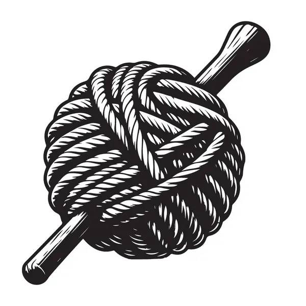 Çubuk Siluet Vektör Düğümlü İp Topu