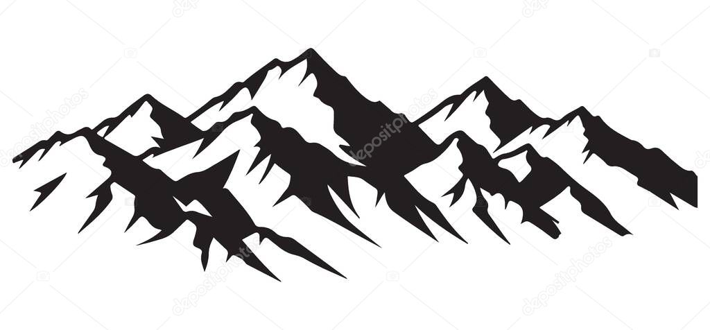 Majestic Mountain Range Illustration Vector Graphic for Outdoors Adventures