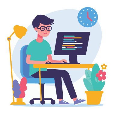 Geliştirici Programlama Masası Yaratıcı Vektör Sanatı İllüstrasyonu