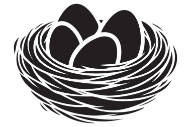 Kuş yuvası silueti vektörü Paskalya bahar süslemesi çizimi