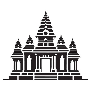 Antik Tapınak Majestik Mimari Tasarımı 'nın Silueti