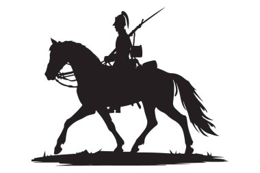 Siluet Süvarisi Asker At Sırtı Silueti Tarihi Resimler İçin
