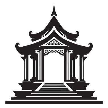 Mimari ve Kültürel Projeler için Asya Pagoda Vektör Silüeti