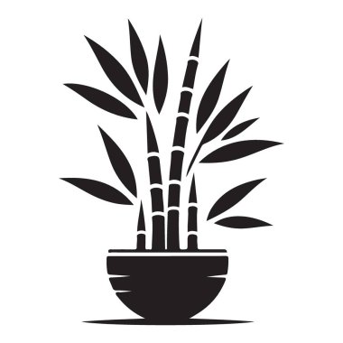 Doğu Asya Tasarım Tarzı için Bambu Bitkisi Siluet Vektörü