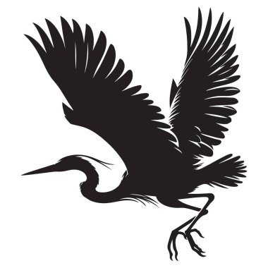 Silüet Vektörü Vahşi Yaşam Çizim Tasarımı 'nda zarif balıkçıl.