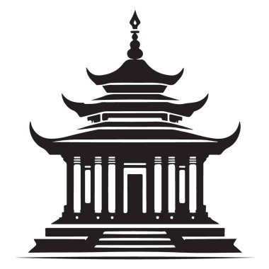 Geleneksel Asya Pagoda Silueti Vektör İllüstrasyon Mimarisi