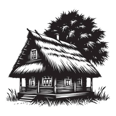 Büyüleyici Çatı Kır Evi İllüstrasyonu Kırsal Bir Kırsal İnziva