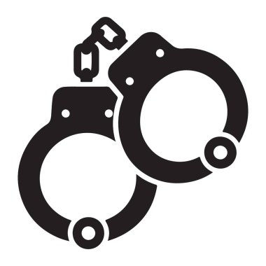 Kelepçe İllüstrasyon Silüeti Adalet ve Kanun Uygulamasını sembolize ediyor