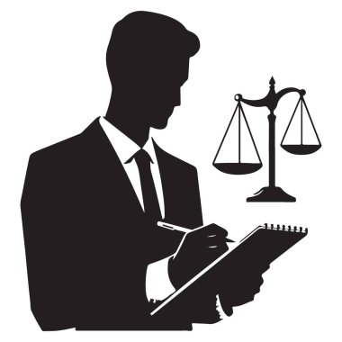 Avukat İllüstrasyonu Hukuki Temsil ve Adalet İçin Siluet