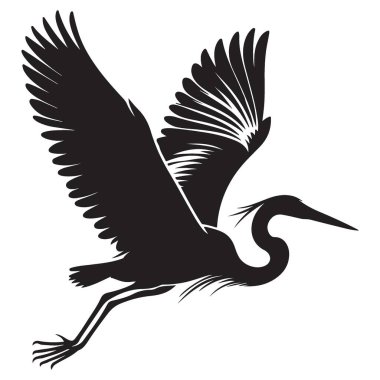 Heron Uçuş Çizimi Hareketli Bir Kuşun Silüeti