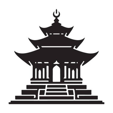 Görkemli Asya Pagoda Siluet Vektörü Doğu Mimarisinin Simgesi