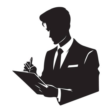 İş Adamı Silueti Profesyonel Tasarımlar İçin Not Alma Vektörü