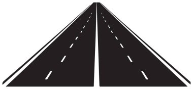 Sonu gelmeyen asfalt yol silueti vektör canlandırma perspektif tasarımı tasarımı