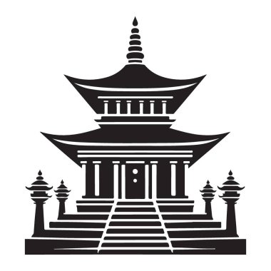 Asya Tarzı Pagoda Tapınağı Silüeti Yapı Vektörü Resimleri
