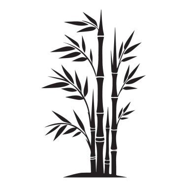 Asya Tasarımları için Zarif Bambu Sapıkları Siluet Vektör İllüstrasyonu