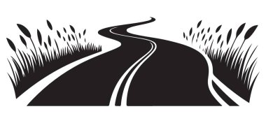 Tasarım elementi için sazlıklar ile birlikte sahne dolambaçlı yol vektör sanatı