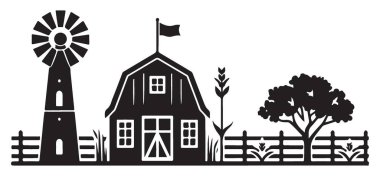 Siluet Çiftliği Yel değirmeni Çiftliği Görüntü Görüntüleme Vektör Sanatı
