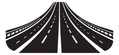 Siluet Otoyol Çizimi Seyahat ve Ulaşım Vektörü