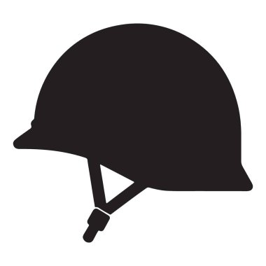 Siyah Siluet Askeri Miğfer Vektör Koruma Sembolü Grafiği