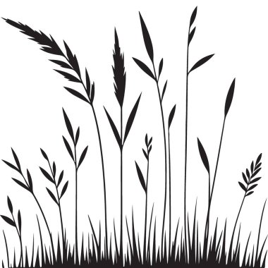 Serene Grass Siluet Doğa İlham Veren Projeler için Vektör Sanatı